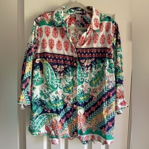 Chico’s Linen Paisley Button Up